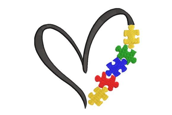 Autism Heart Puzzle: A Thoughtful Embroidery Design for Meaningful Products