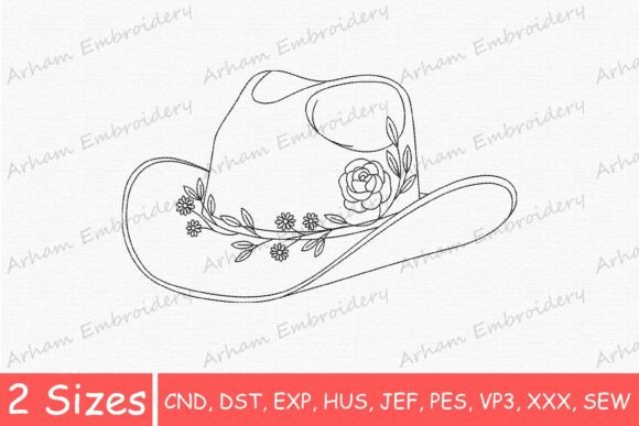 Boho Floral Cowgirl Hat: A Western-Inspired Embroidery Design for Trendy Crafters