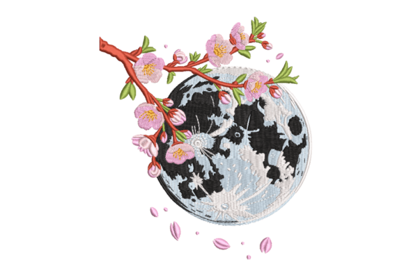 Cherry Blossom Moon: A Dreamy Embroidery Design for Meaningful Handmade Gifts