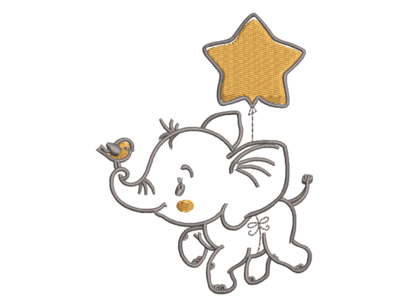 Cute Baby Elephant Star Balloon Embroidery Design Review