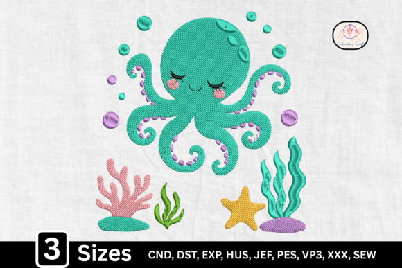 Cute Kawaii Ocean Octopus: A Seasonal Embroidery Gem