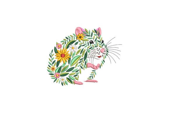 Floral Hamster: A Charming Embroidery Design for Holiday Crafts