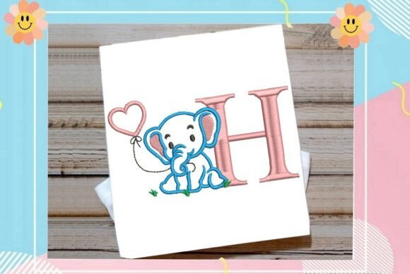 H Letter Cute Elephant Decor