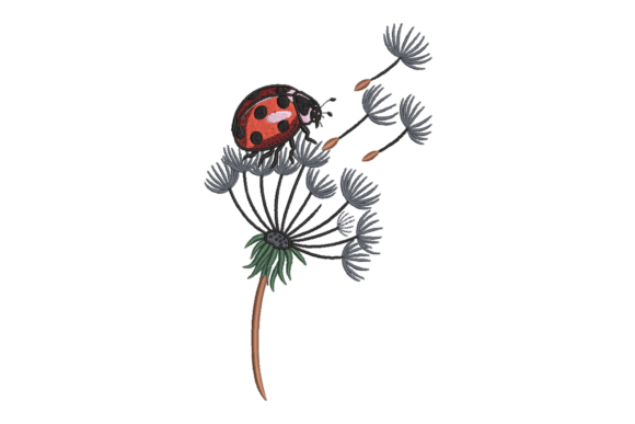 Ladybug on Dandelion: A Charming Embroidery Design for Personalized Gifts