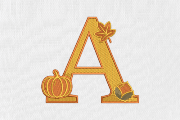Letter A Autumn Monogram: A Seasonal Touch for Personalized Embroidery