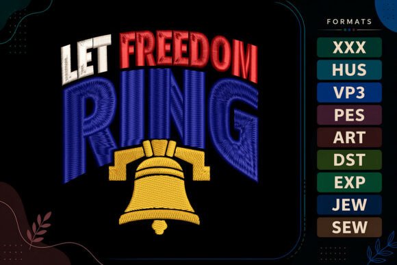 Liberty Bell 4th of July Embroidery Design