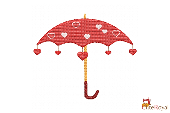 Pretty Umbrella with Hearts: A Spring-Inspired Embroidery Design for Business Branding