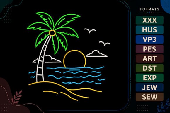Sunset Palm Tree Summer Embroidery Design Review
