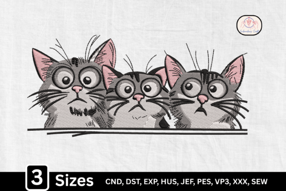 Three Curious Peeking Cats Embroidery Design Review