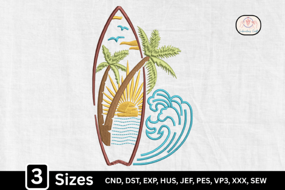 Tropical Summer Surfboard Embroidery Design Review
